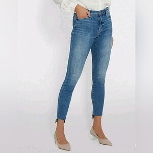 Frame Womens Westway Blue Le High Skinny Cropped Raw edge Hem Stagger Jeans